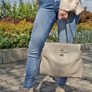 Torebka damska Balenc Midi skórzana – ecru (kremowy)
