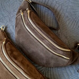 Nerka damska Double Zip zamszowa – czekoladowa