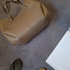 Torebka damska shopper Polli Magnet Midi skórzana – taupe (ciemny beż)