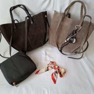 Torebka damska shopper Polli Mini zamszowa – taupe (ciemny beż)
