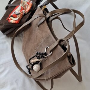 Torebka damska shopper Polli Mini zamszowa – taupe (ciemny beż)