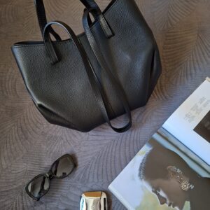 Torebka damska shopper Polli Magnet Midi skórzana – czarna