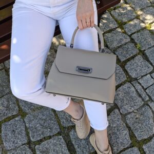Torebka damska Verona skórzana – taupe (szarobeżowa)